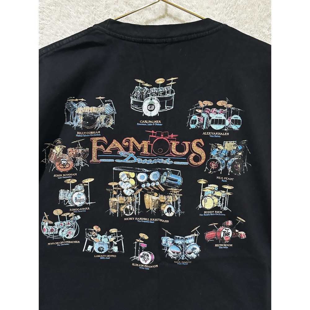 Famous Drums Double Sided Graphic T‎ Shirt Black Men's Size 2X Taboo Tee